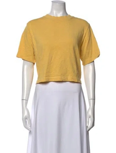 Pre-owned Cotton Citizen Crew Neck Short Sleeve Crop Top In Yellow