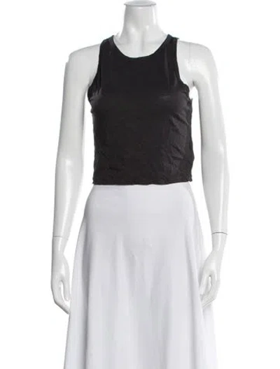 Pre-owned Cotton Citizen Crew Neck Sleeveless Crop Top In Black