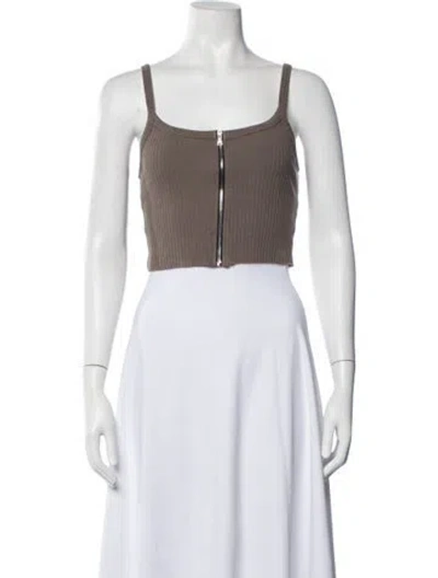 Pre-owned Cotton Citizen Crew Neck Sleeveless Crop Top In Neutrals