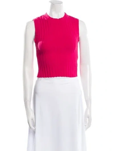 Pre-owned Cotton Citizen Crew Neck Sleeveless Crop Top In Pink