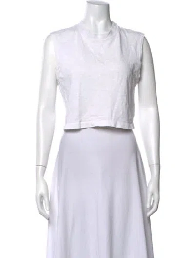 Pre-owned Cotton Citizen Crew Neck Sleeveless Crop Top In White