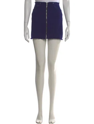 Pre-owned Cotton Citizen Distressed Accents Mini Skirt In Blue