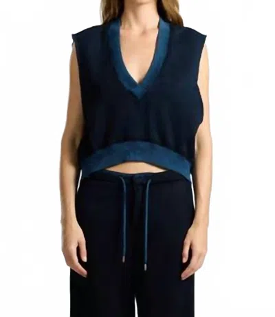 Cotton Citizen Geneva Cut Off Sweatshirt In Vintage Navy In Blue