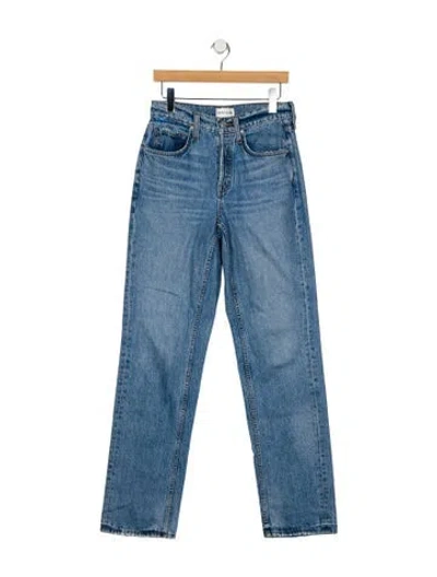 Pre-owned Cotton Citizen High-rise Straight Leg Jeans In Blue