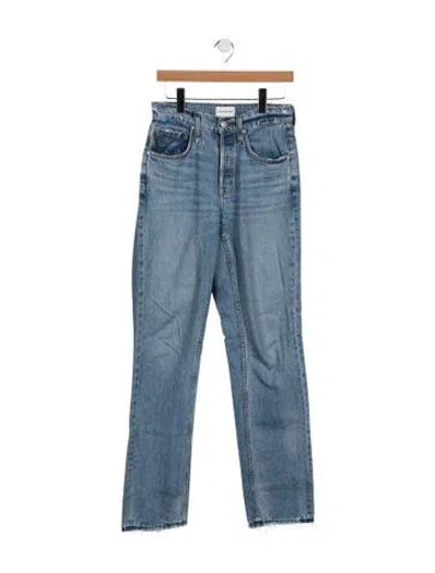 Pre-owned Cotton Citizen High-rise Straight Leg Jeans In Blue