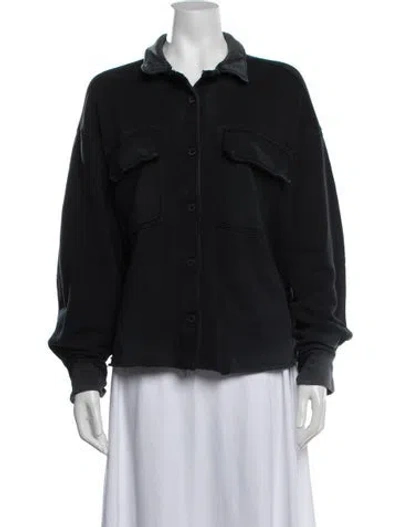 Pre-owned Cotton Citizen Long Sleeve Button-up Top In Black