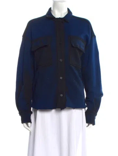 Pre-owned Cotton Citizen Long Sleeve Button-up Top In Blue