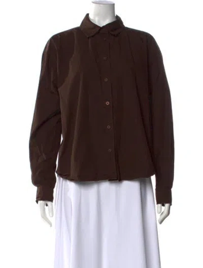 Pre-owned Cotton Citizen Long Sleeve Button-up Top In Brown