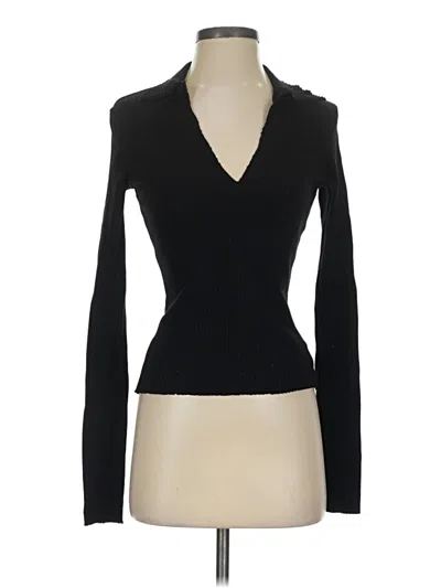 Pre-owned Cotton Citizen Long Sleeve Top Black Plunge Neckline Tops
