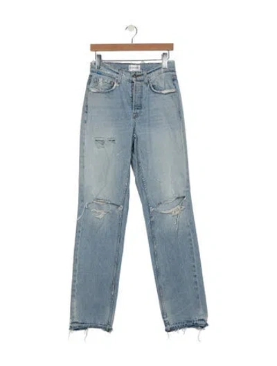 Pre-owned Cotton Citizen Mid-rise Straight Leg Jeans In Blue
