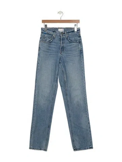 Pre-owned Cotton Citizen Mid-rise Straight Leg Jeans In Blue