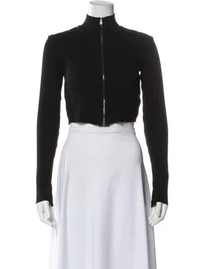 Pre-owned Cotton Citizen Mock Neck Long Sleeve Crop Top In Black