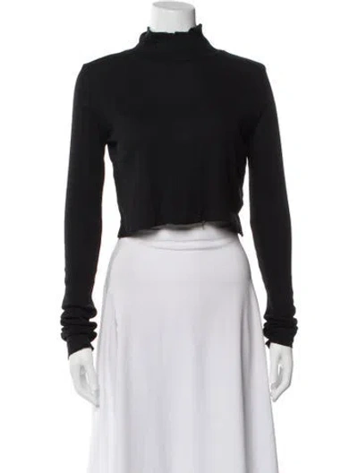Pre-owned Cotton Citizen Mock Neck Long Sleeve Crop Top In Black
