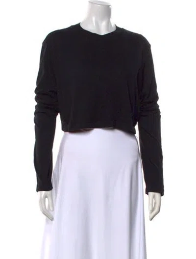 Pre-owned Cotton Citizen Mock Neck Long Sleeve Crop Top In Black