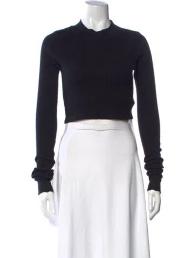 Pre-owned Cotton Citizen Mock Neck Long Sleeve Crop Top In Black