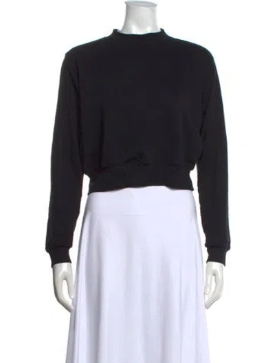Pre-owned Cotton Citizen Mock Neck Long Sleeve Crop Top In Black