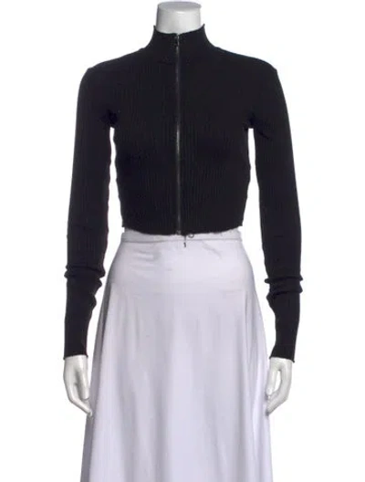 Pre-owned Cotton Citizen Mock Neck Long Sleeve Crop Top In Black