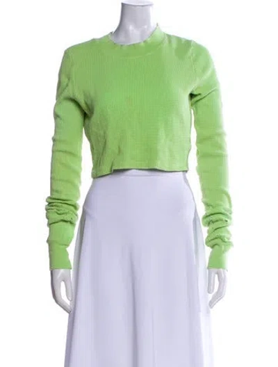 Pre-owned Cotton Citizen Mock Neck Long Sleeve Crop Top In Green