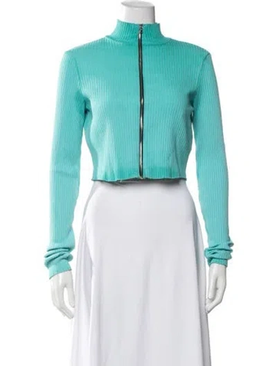 Pre-owned Cotton Citizen Mock Neck Long Sleeve Crop Top In Green