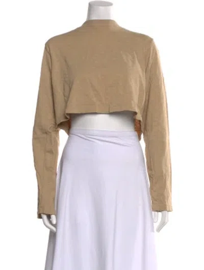 Pre-owned Cotton Citizen Mock Neck Long Sleeve Crop Top In Neutral