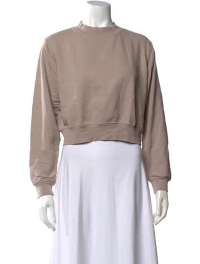 Pre-owned Cotton Citizen Mock Neck Long Sleeve Crop Top In Neutral