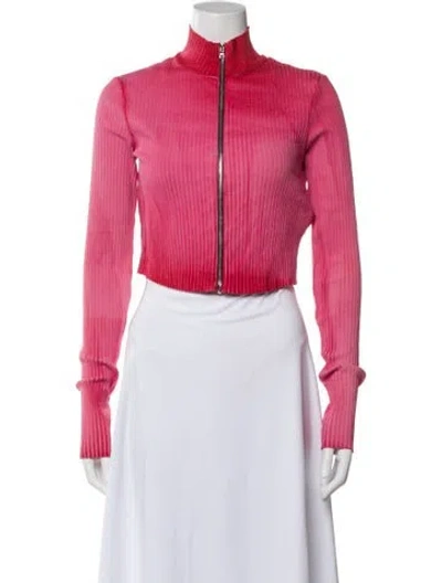 Pre-owned Cotton Citizen Mock Neck Long Sleeve Crop Top In Pink