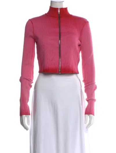 Pre-owned Cotton Citizen Mock Neck Long Sleeve Crop Top In Pink