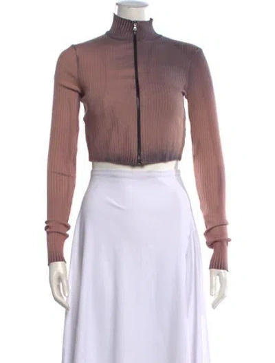 Pre-owned Cotton Citizen Mock Neck Long Sleeve Crop Top In Pink