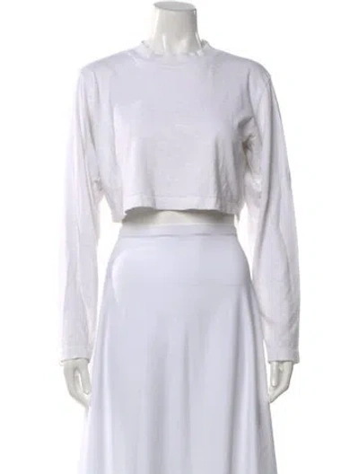 Pre-owned Cotton Citizen Mock Neck Long Sleeve Crop Top In White