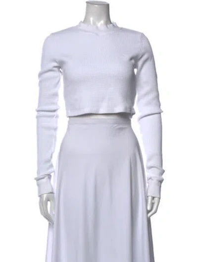Pre-owned Cotton Citizen Mock Neck Long Sleeve Crop Top In White