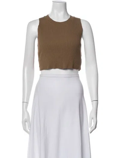 Pre-owned Cotton Citizen Mock Neck Long Sleeve Crop Top In Yellow