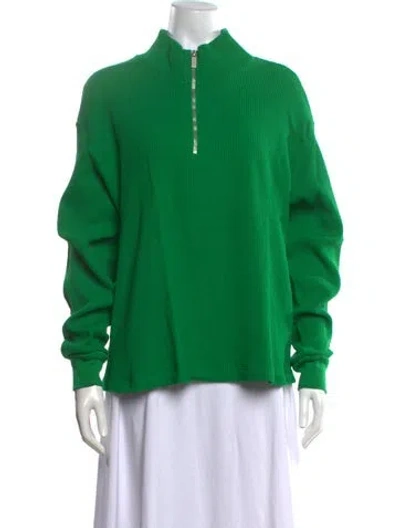 Pre-owned Cotton Citizen Mock Neck Long Sleeve Sweatshirt In Green