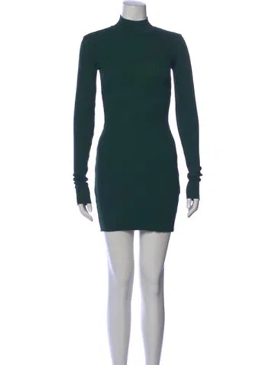 Pre-owned Cotton Citizen Mock Neck Mini Dress In Green