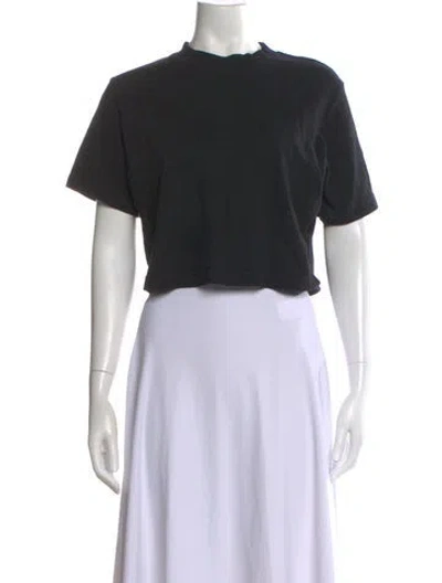 Pre-owned Cotton Citizen Mock Neck Short Sleeve Crop Top In Black