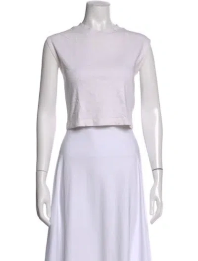 Pre-owned Cotton Citizen Mock Neck Short Sleeve Crop Top In White