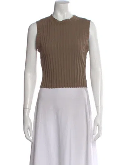 Pre-owned Cotton Citizen Mock Neck Sleeveless Crop Top In Green