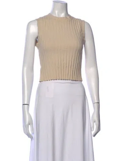 Pre-owned Cotton Citizen Mock Neck Sleeveless Crop Top In Neutrals