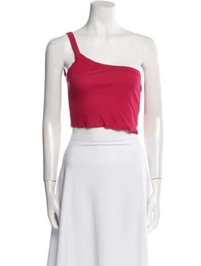 Pre-owned Cotton Citizen One-shoulder Sleeveless Crop Top In Pink