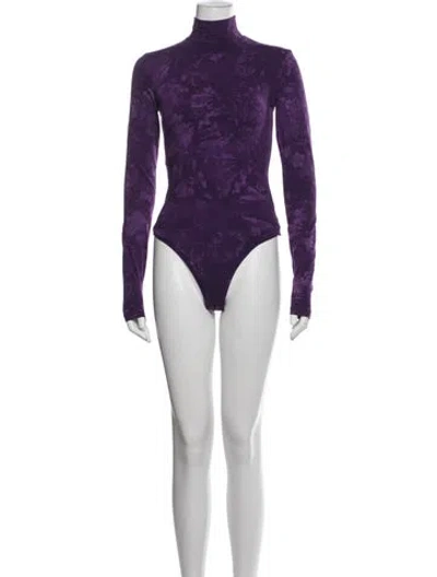Pre-owned Cotton Citizen Patterned Turtleneck Bodysuit In Purple