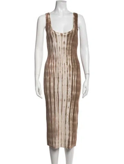 Pre-owned Cotton Citizen Plaid Print Midi Length Dress In Neutrals