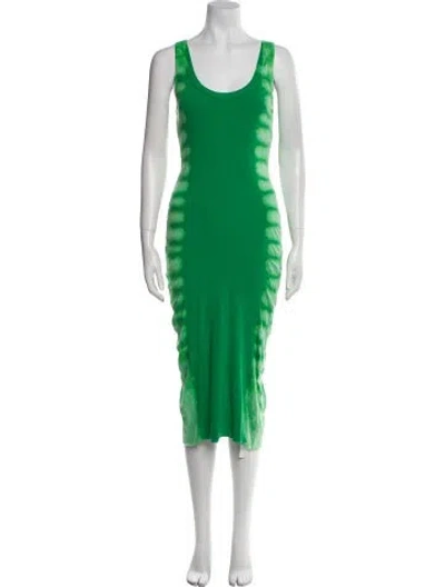 Pre-owned Cotton Citizen Scoop Neck Long Dress In Green