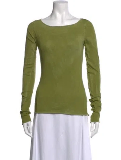 Pre-owned Cotton Citizen Scoop Neck Long Sleeve Top In Green