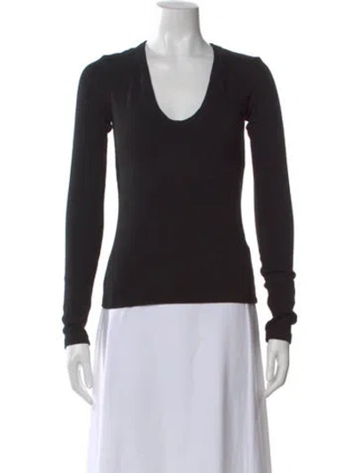 Pre-owned Cotton Citizen Scoop Neck Long Sleeve T-shirt In Black