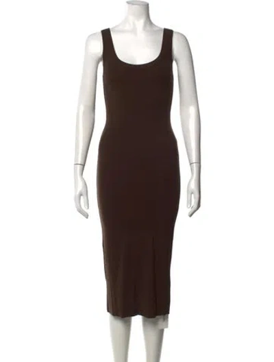 Pre-owned Cotton Citizen Scoop Neck Midi Length Dress In Brown