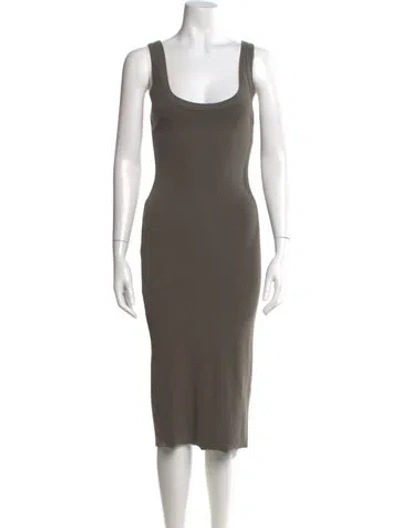 Pre-owned Cotton Citizen Scoop Neck Midi Length Dress In Green