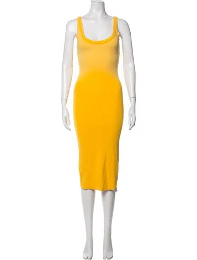 Pre-owned Cotton Citizen Scoop Neck Midi Length Dress In Yellow