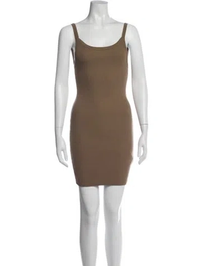 Pre-owned Cotton Citizen Scoop Neck Mini Dress In Brown
