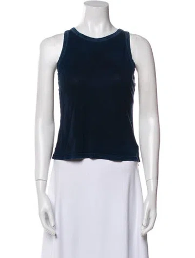 Pre-owned Cotton Citizen Scoop Neck Sleeveless Crop Top In Blue
