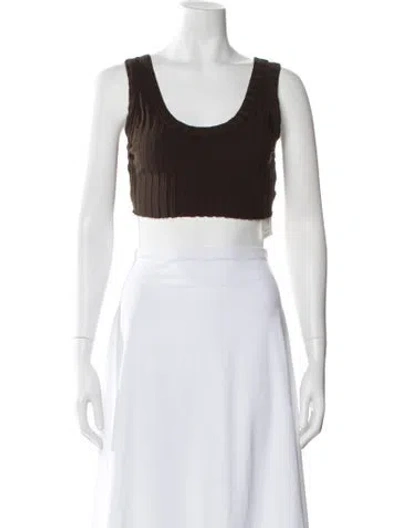 Pre-owned Cotton Citizen Scoop Neck Sleeveless Crop Top In Blue