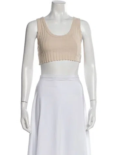 Pre-owned Cotton Citizen Scoop Neck Sleeveless Crop Top In Brown
